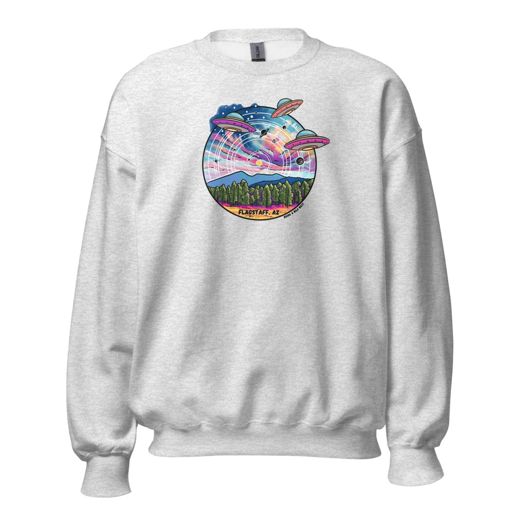 Tourist Season, Right? Sweatshirt — Ash, flat front view