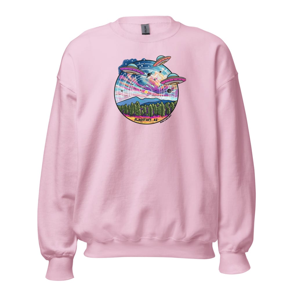 Tourist Season, Right? Sweatshirt — Light Pink, flat front view