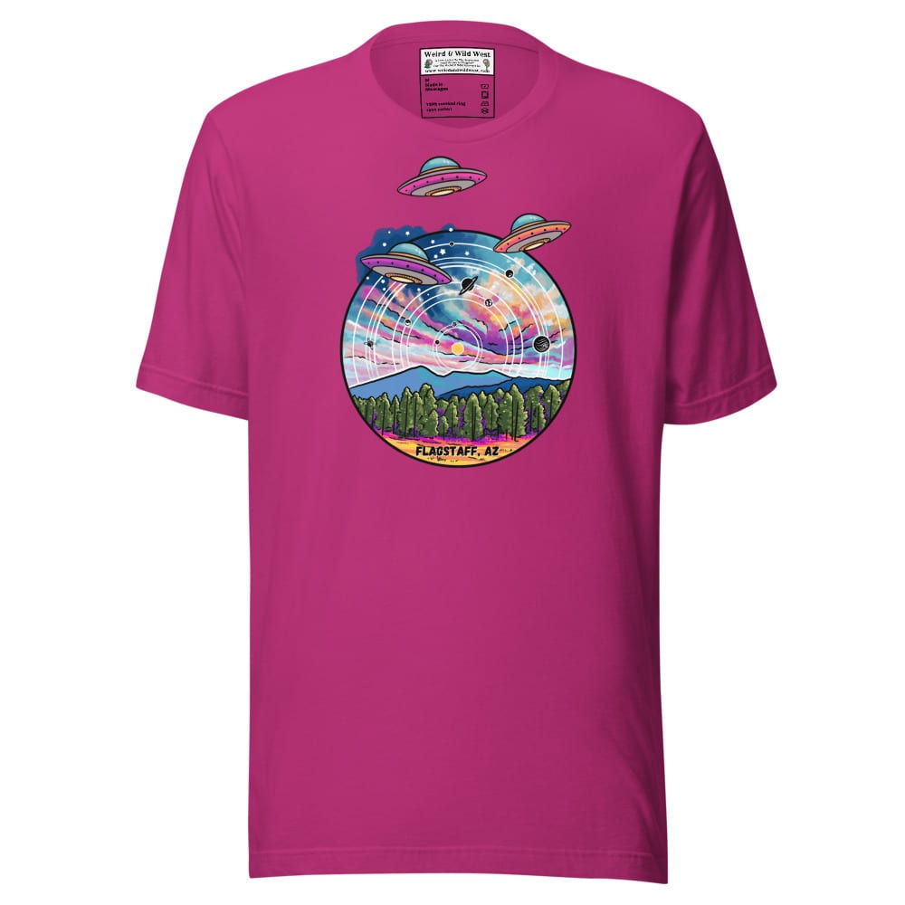 Tourist Season, Right? T-shirt — Berry, flat front view