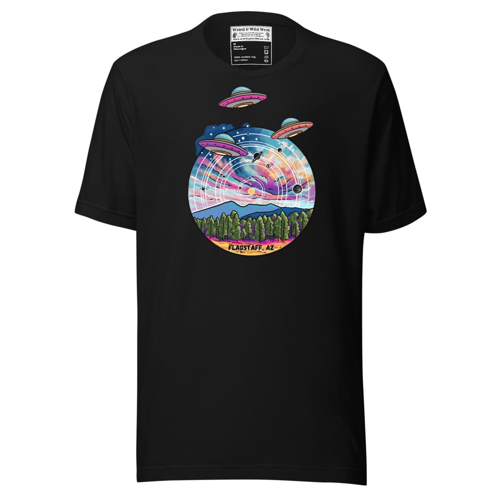 Tourist Season, Right? T-shirt — Black, flat front view