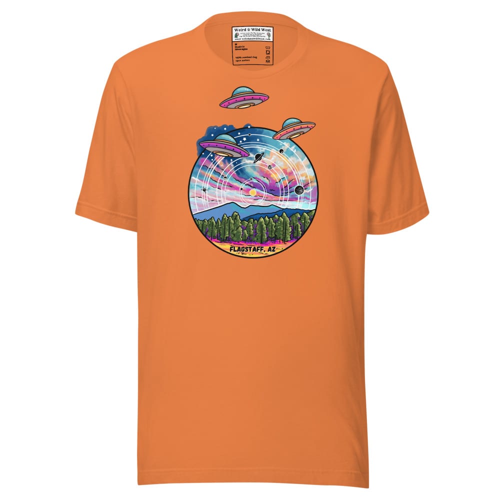Tourist Season, Right? T-shirt — Burnt Orange, flat front view
