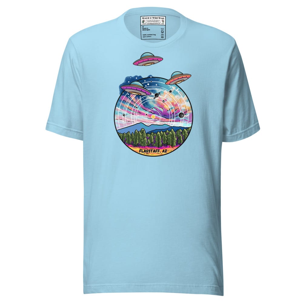 Tourist Season, Right? T-shirt — Ocean Blue, flat front view