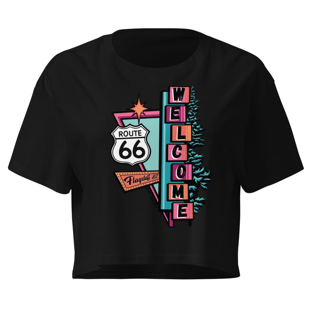 Vibin' On 66 Crop Top — Black, flat front view