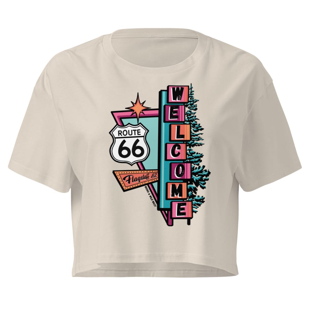 Vibin' On 66 Crop Top — Bone, flat front view