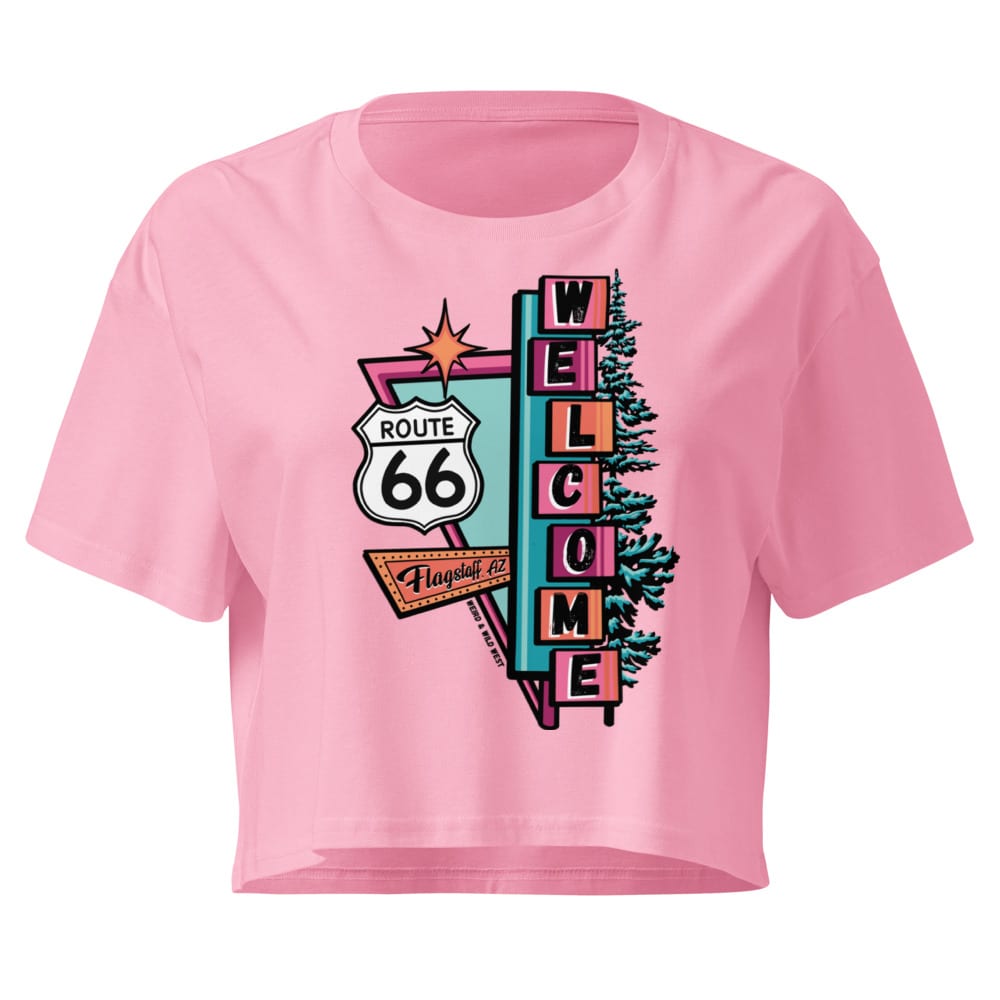 Vibin' On 66 Crop Top — Bubblegum, flat front view