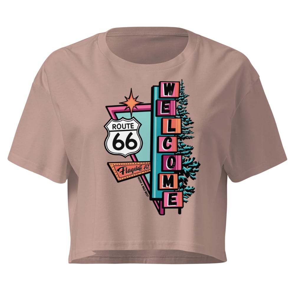 Vibin' On 66 Crop Top — Hazy Pink, flat front view