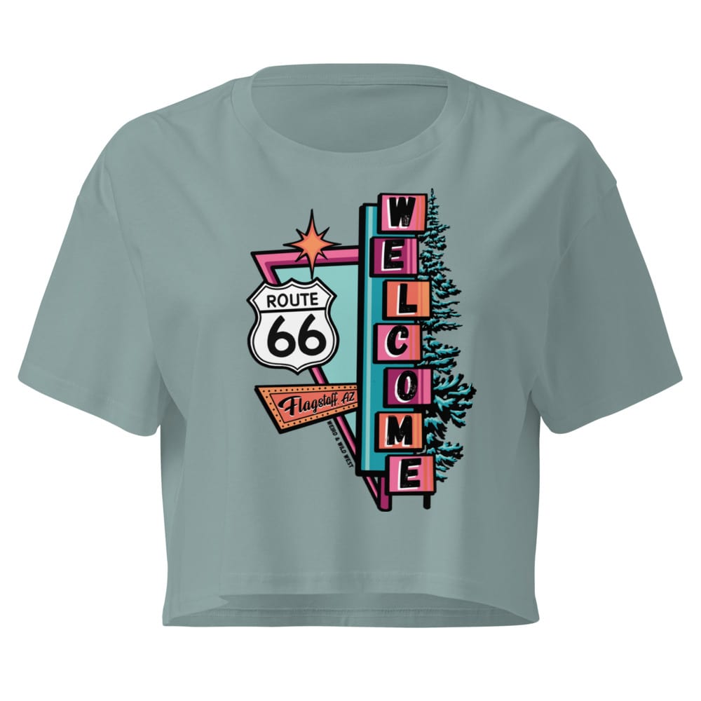 Vibin' On 66 Crop Top — Mineral, flat front view