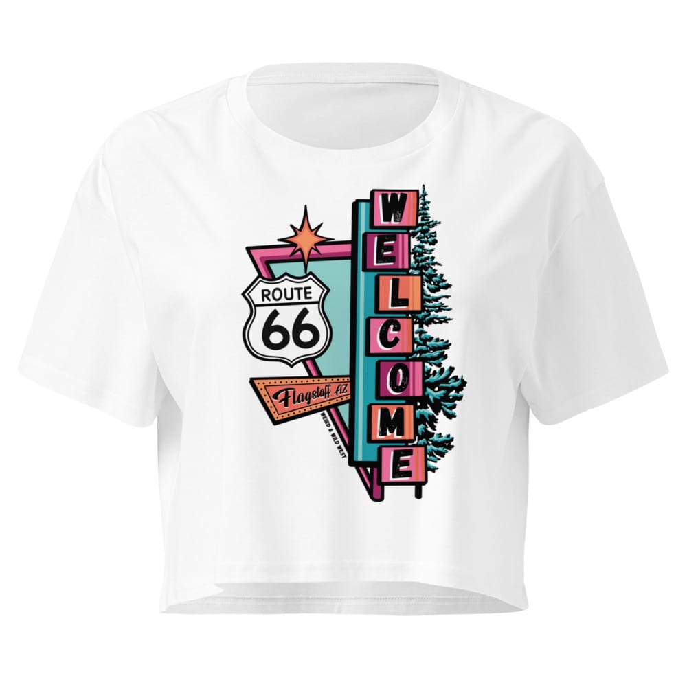 Vibin' On 66 Crop Top — White, flat front view