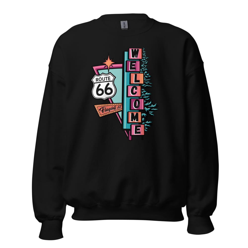 Vibin' On 66 Sweatshirt — Black, flat front view