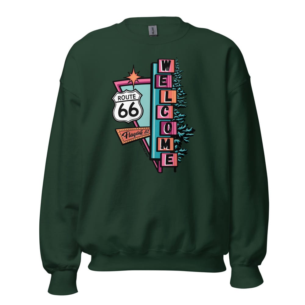 Vibin' On 66 Sweatshirt — Forest Green, flat front view