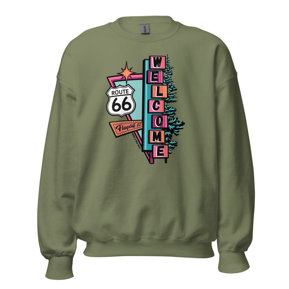Vibin' On 66 Sweatshirt — Military Green, flat front view