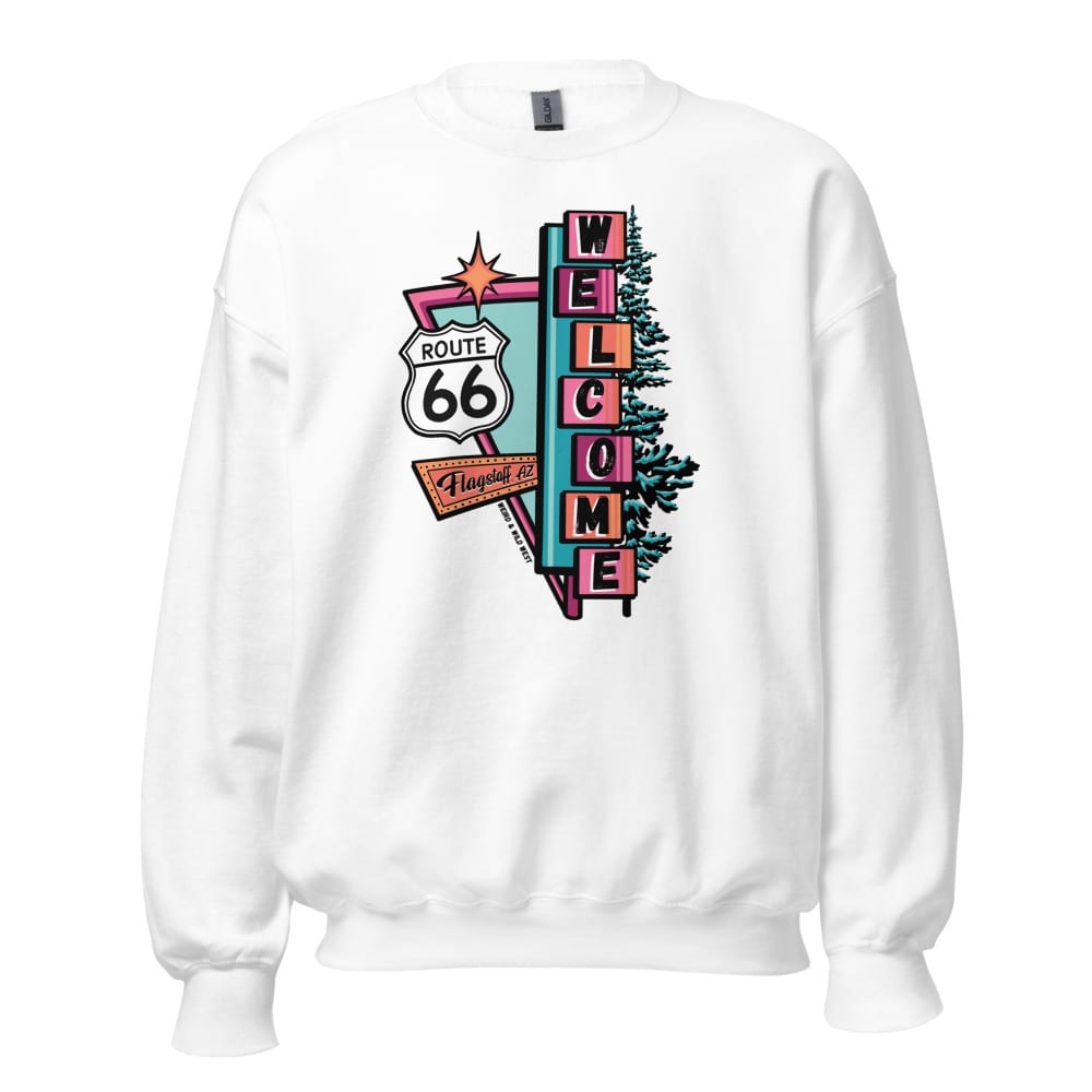 Vibin' On 66 Sweatshirt — White, flat front view