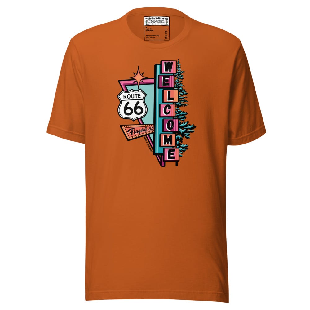 Vibin' On 66 T-shirt — Autumn, flat front view