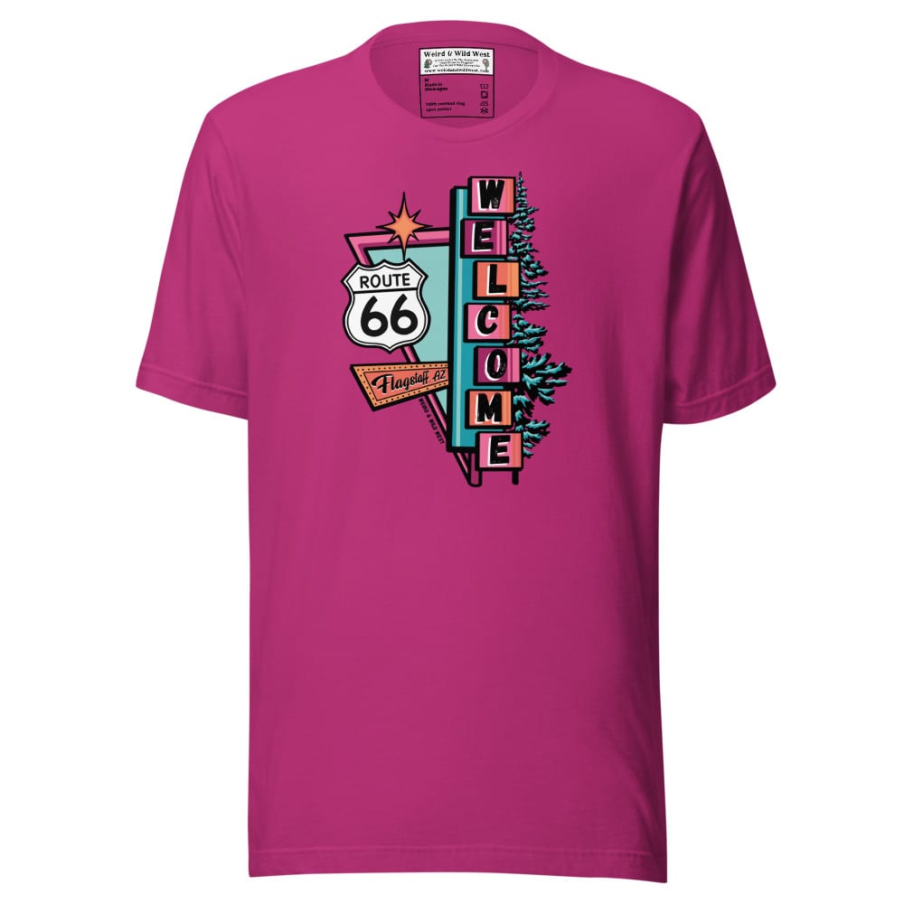 Vibin' On 66 T-shirt — Berry, flat front view