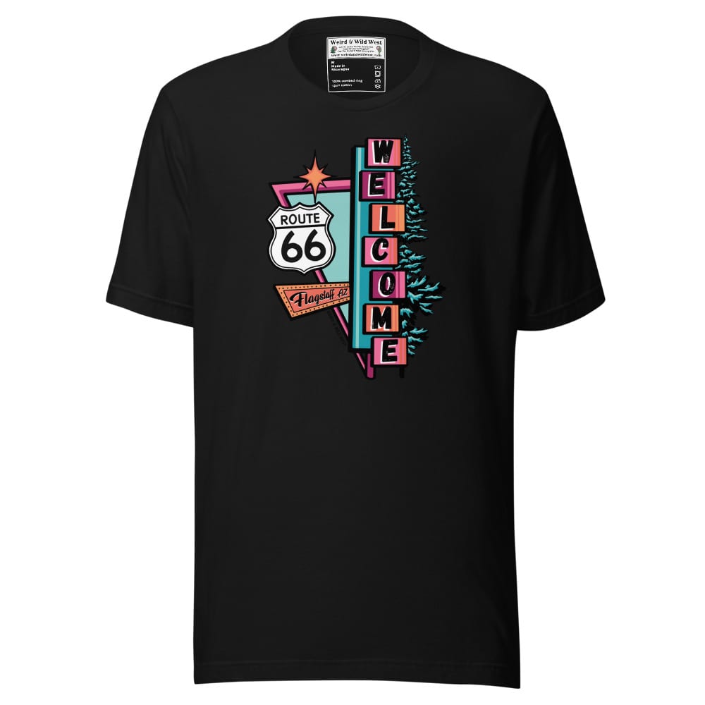 Vibin' On 66 T-shirt — Black, flat front view