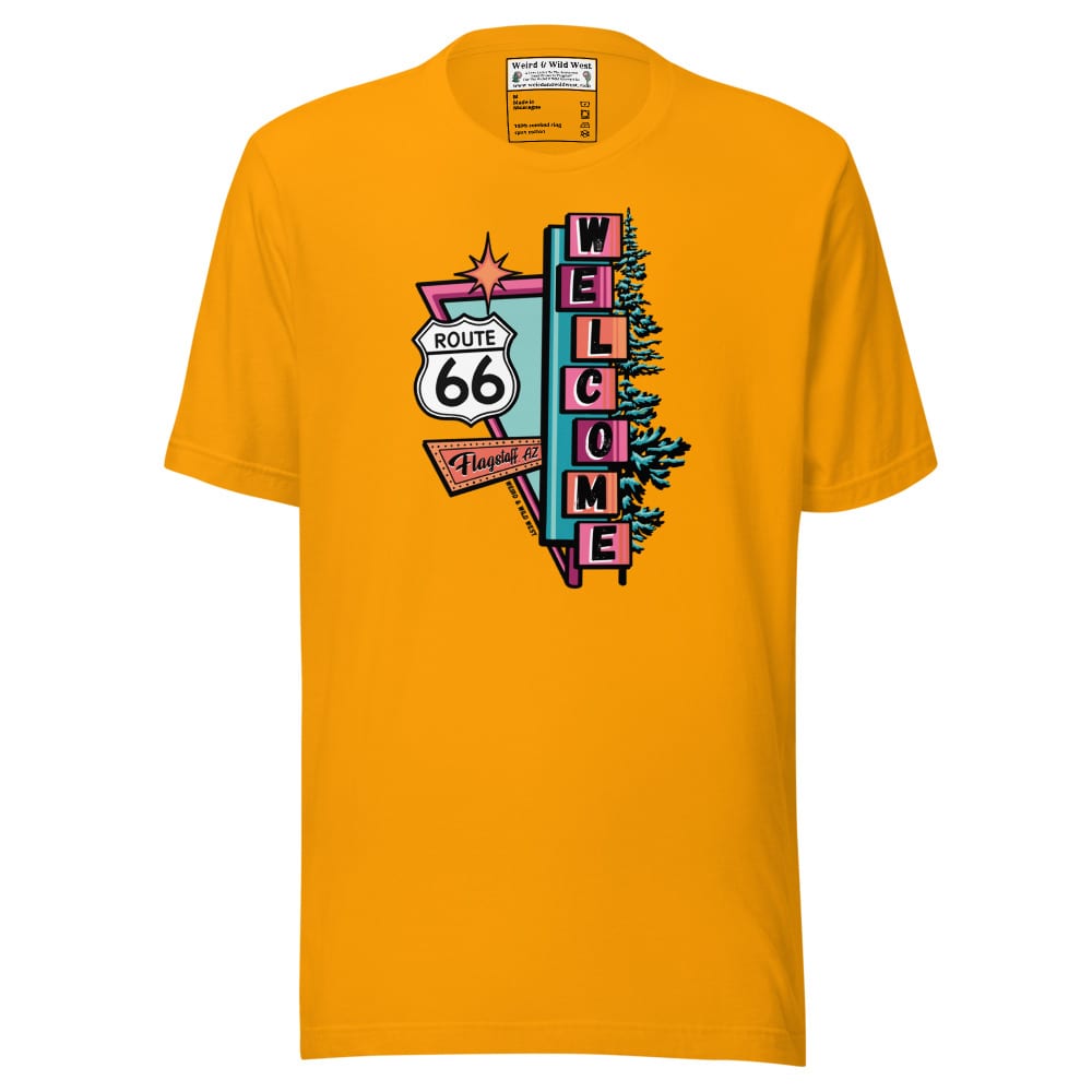 Vibin' On 66 T-shirt — Gold, flat front view