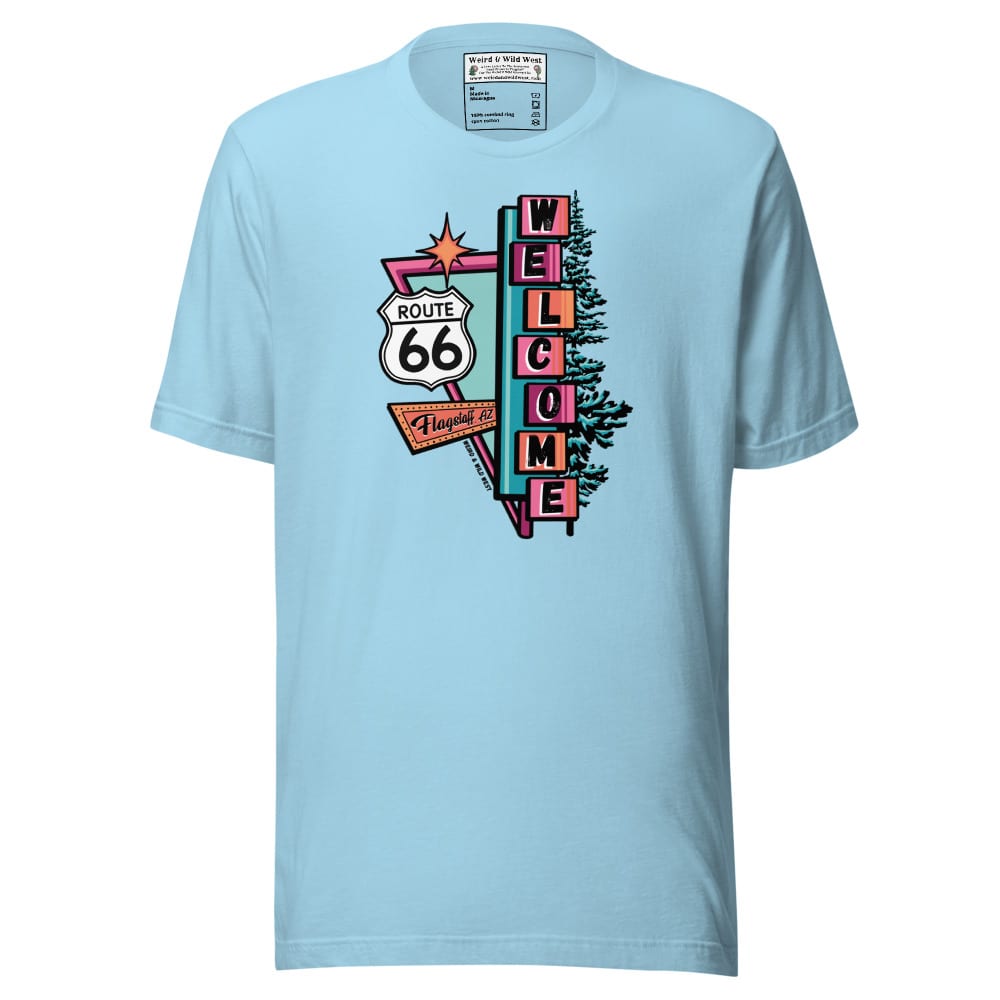 Vibin' On 66 T-shirt — Ocean Blue, flat front view