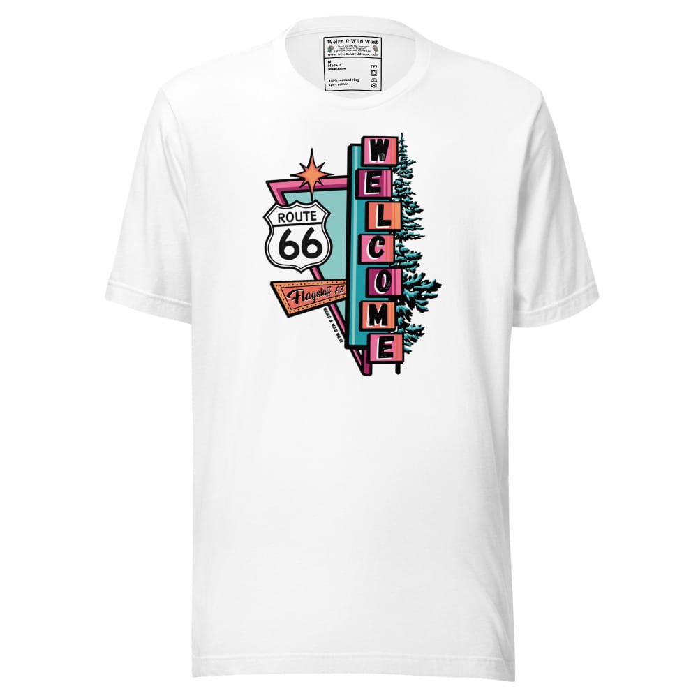 Vibin' On 66 T-shirt — White, flat front view