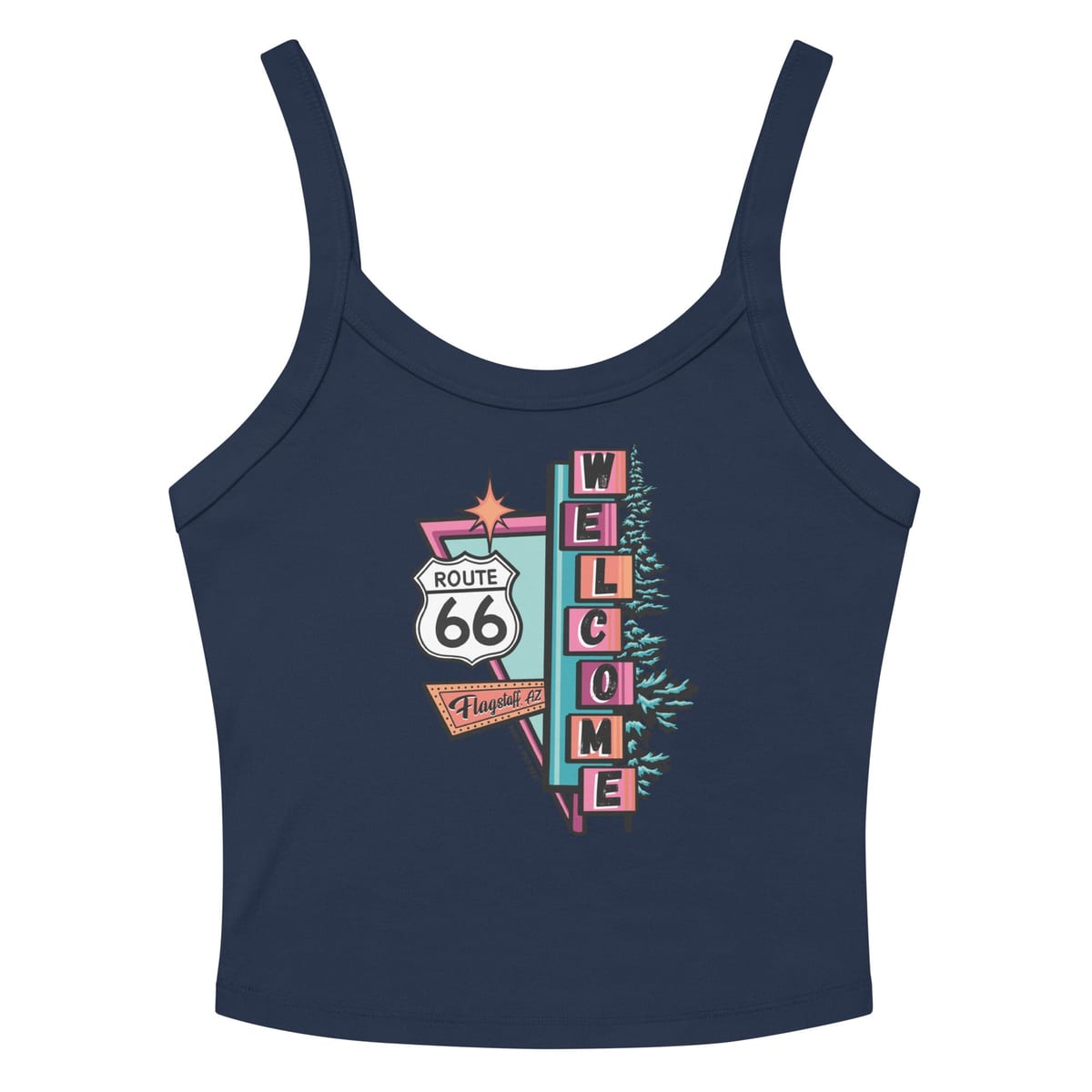 Vibin' On 66 Tank Top — Solid Navy Blend, flat front view
