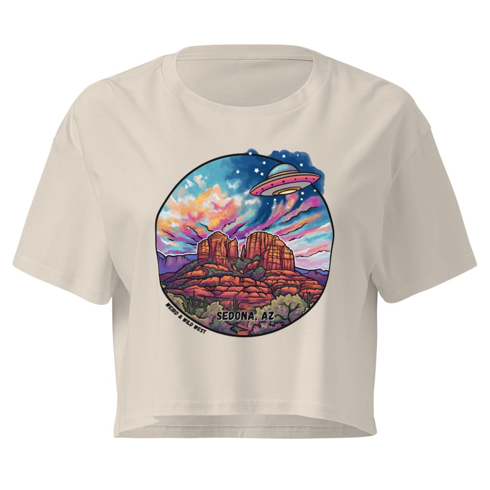 Vortex Voyagers Crop Top — Bone, flat front view