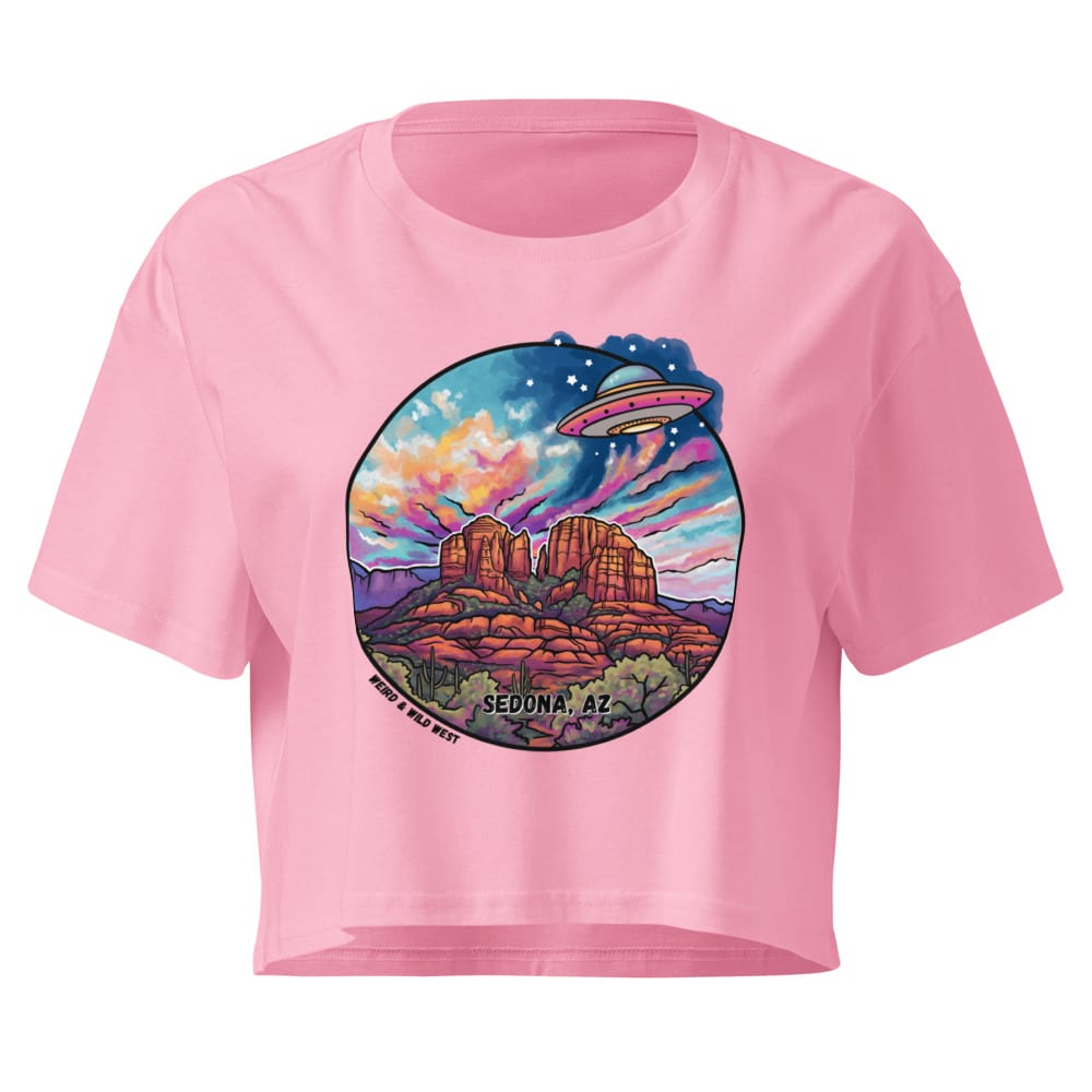 Vortex Voyagers Crop Top — Bubblegum, flat front view