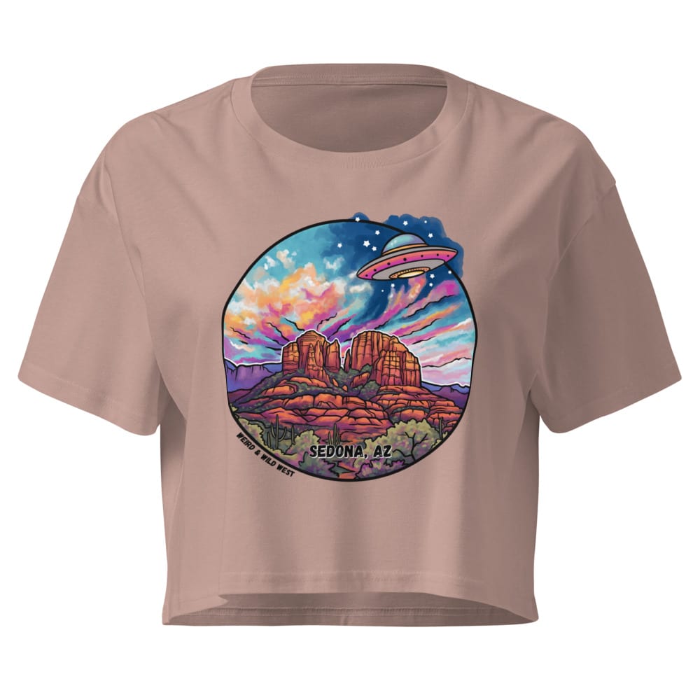 Vortex Voyagers Crop Top — Hazy Pink, flat front view