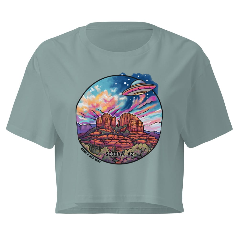 Vortex Voyagers Crop Top — Mineral, flat front view