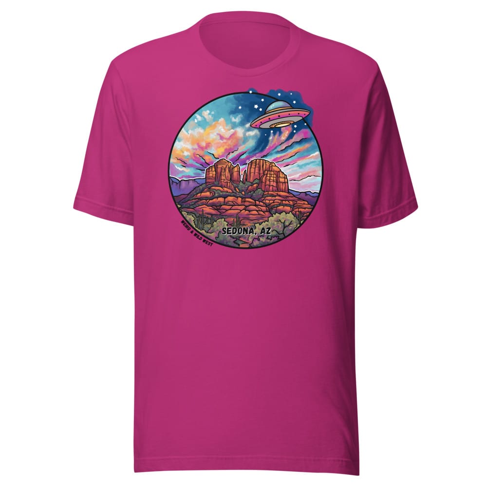 Vortex Voyagers T shirt — Berry, flat front view