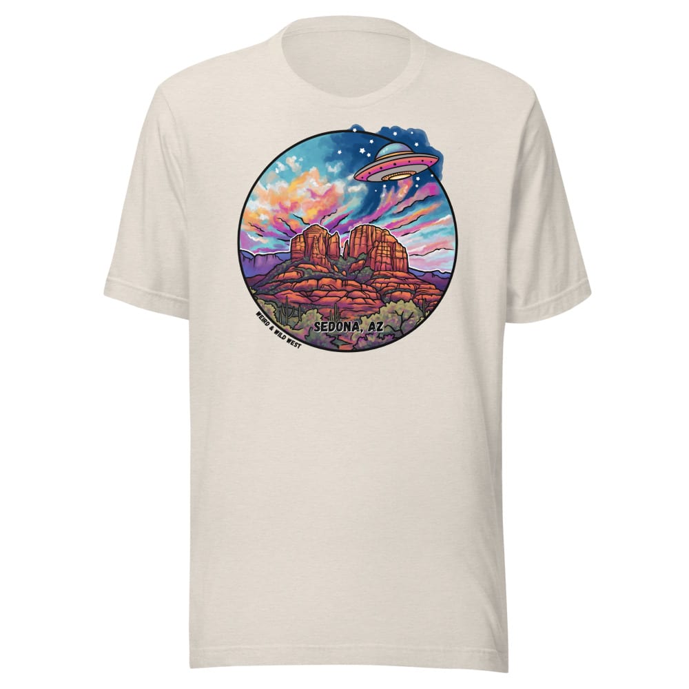 Vortex Voyagers T shirt — Heather Dust, flat front view