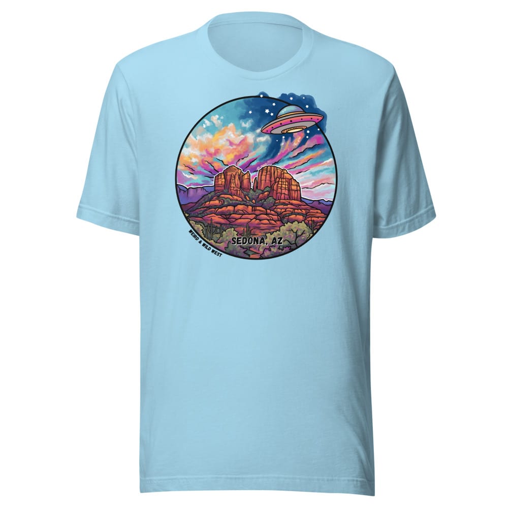Vortex Voyagers T shirt — Ocean Blue, flat front view