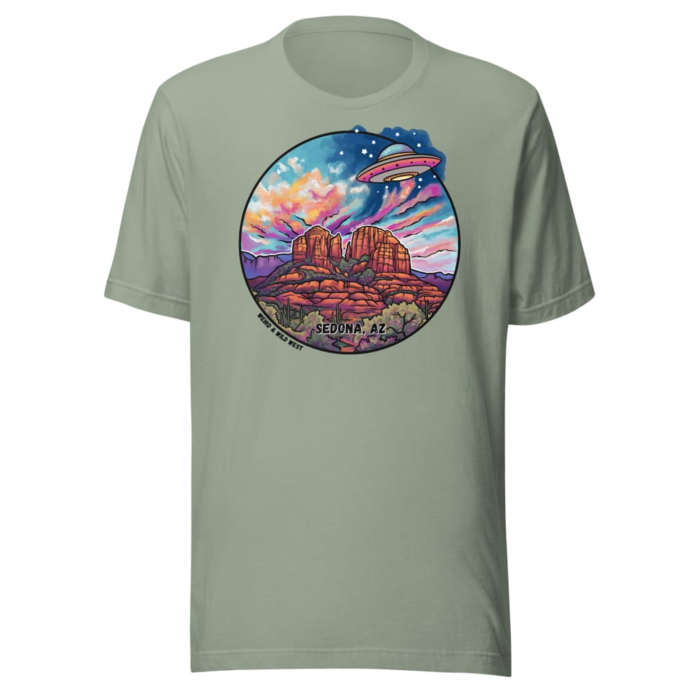 Vortex Voyagers T shirt — Sage, flat front view