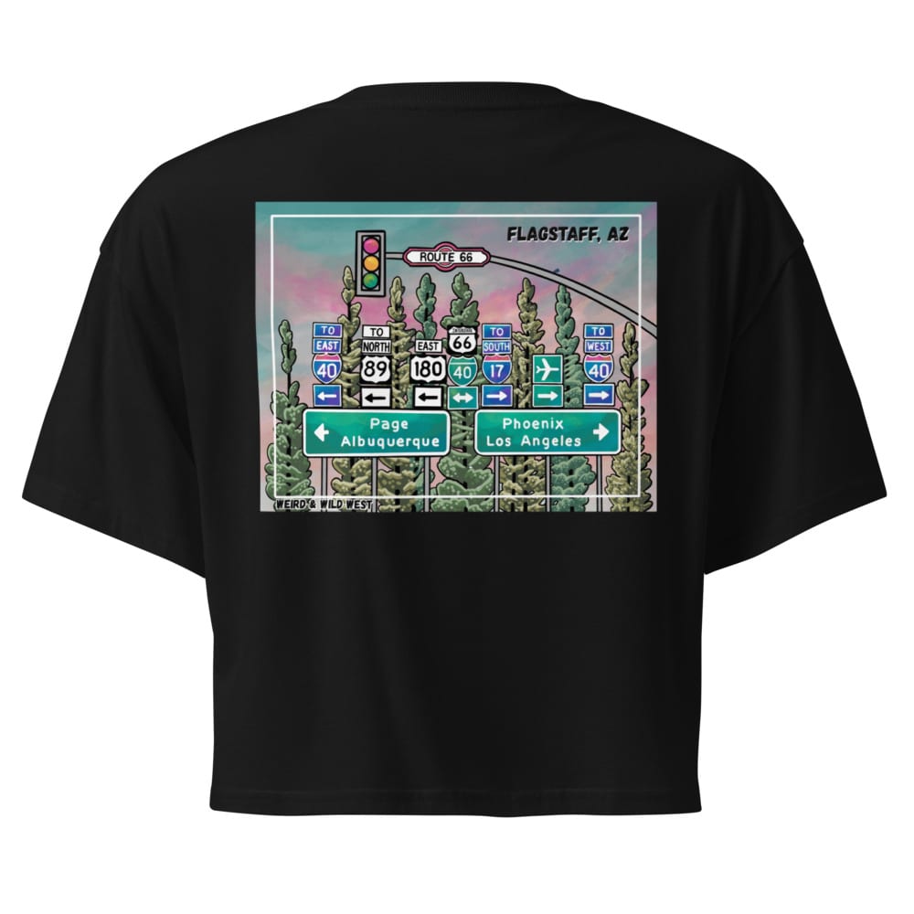 Where to Next (Route 66 Centennial) - Crop Top — Black, back view
