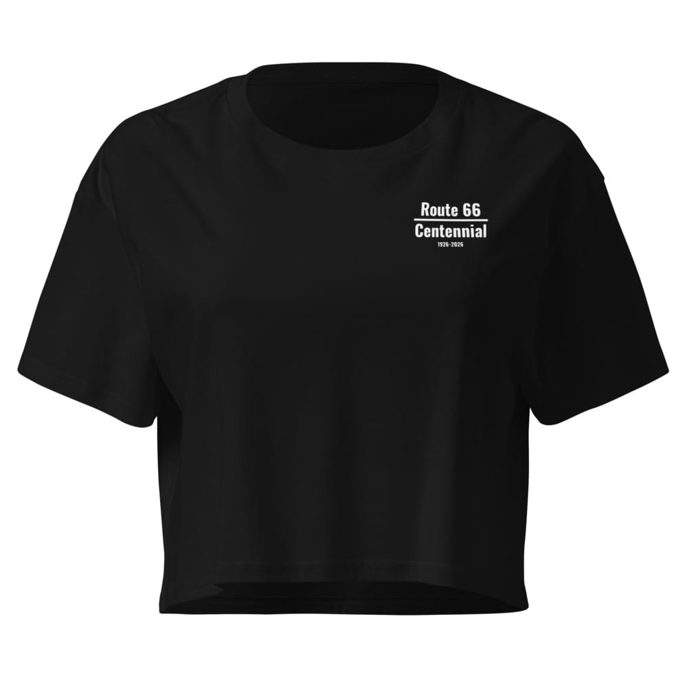 Where to Next (Route 66 Centennial) - Crop Top — Black, flat front view