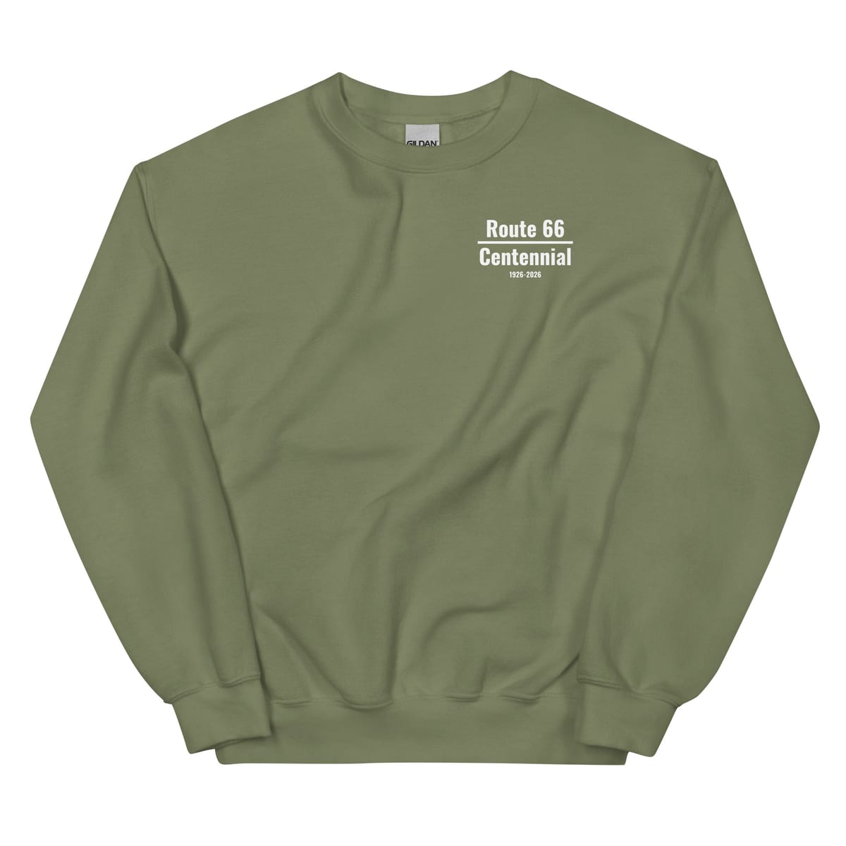 Where to Next (Route 66 Centennial) - Sweatshirt — Military Green, flat front view