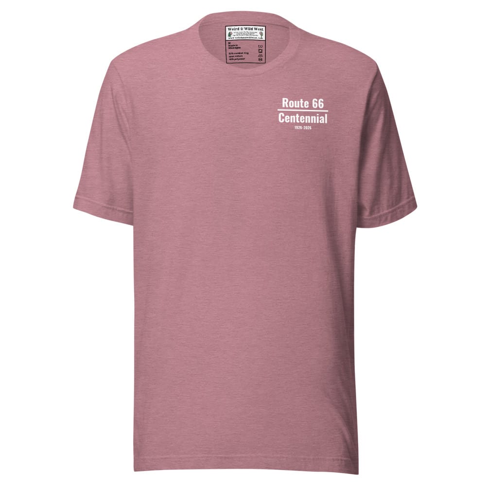 Where to Next (Route 66 Centennial) - T shirt — Heather Orchid, flat front view