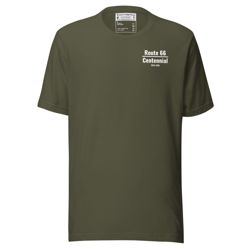 Where to Next (Route 66 Centennial) - T shirt — Military Green, flat front view