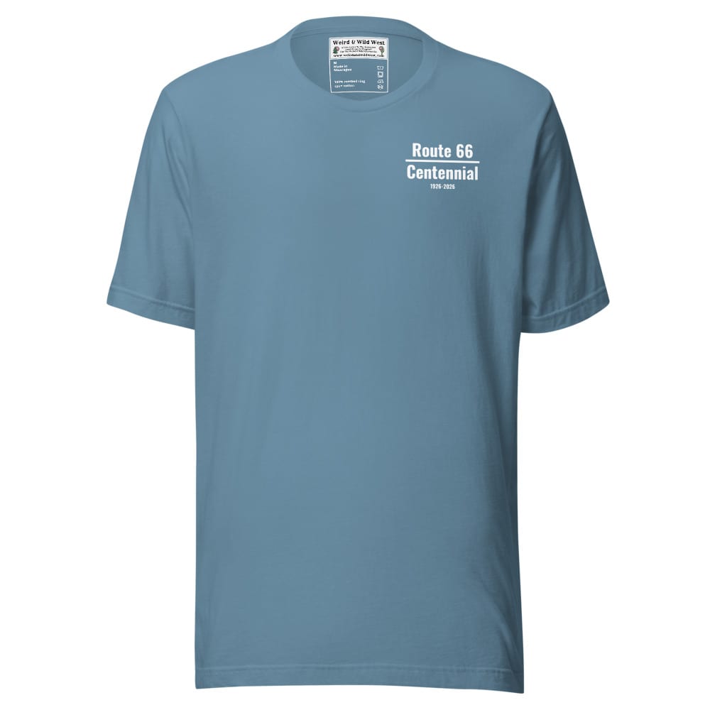Where to Next (Route 66 Centennial) - T shirt — Steel Blue, flat front view