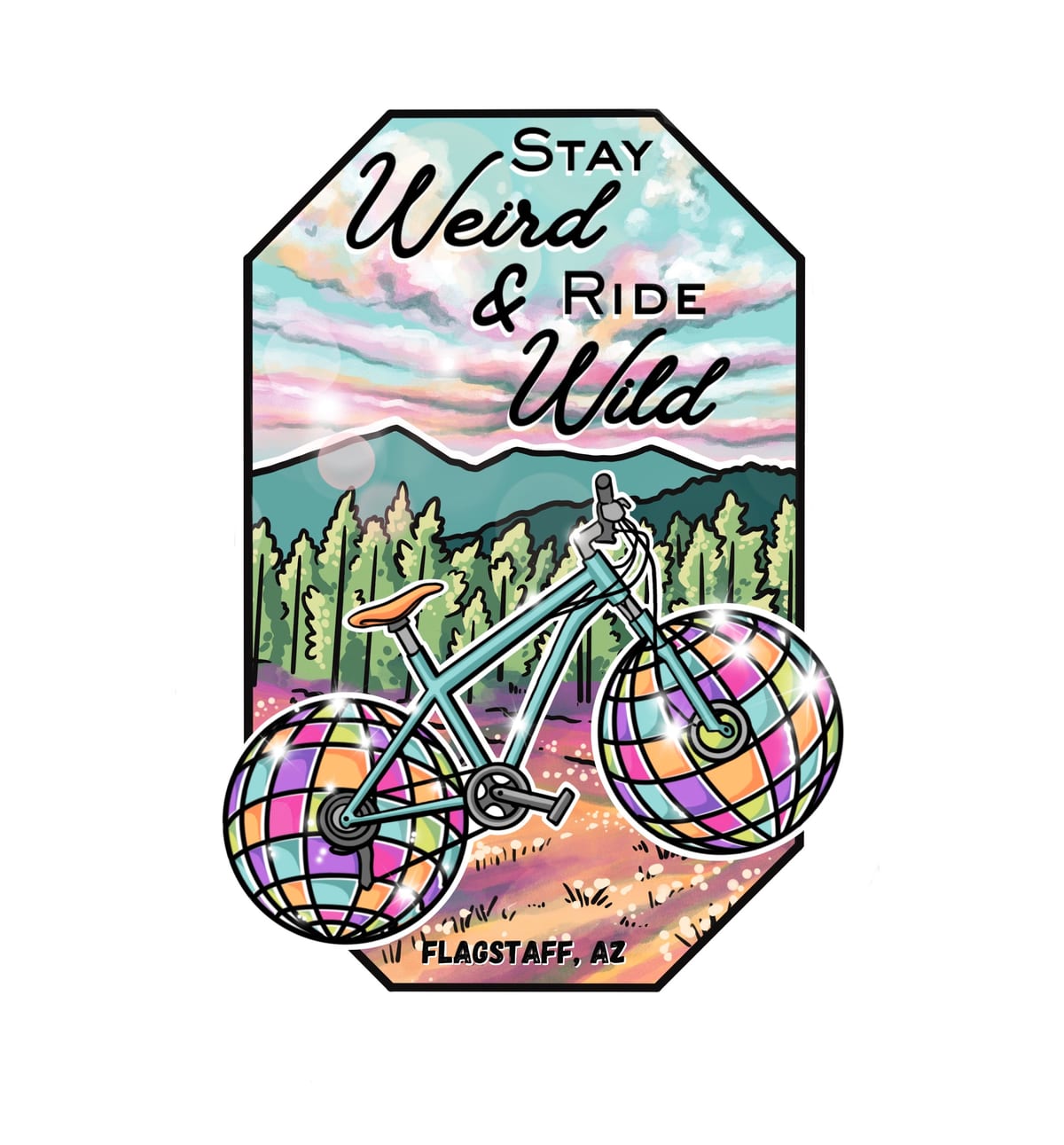 Stay Weird & Ride Wild original artwork — the kind hanging on the shop walls