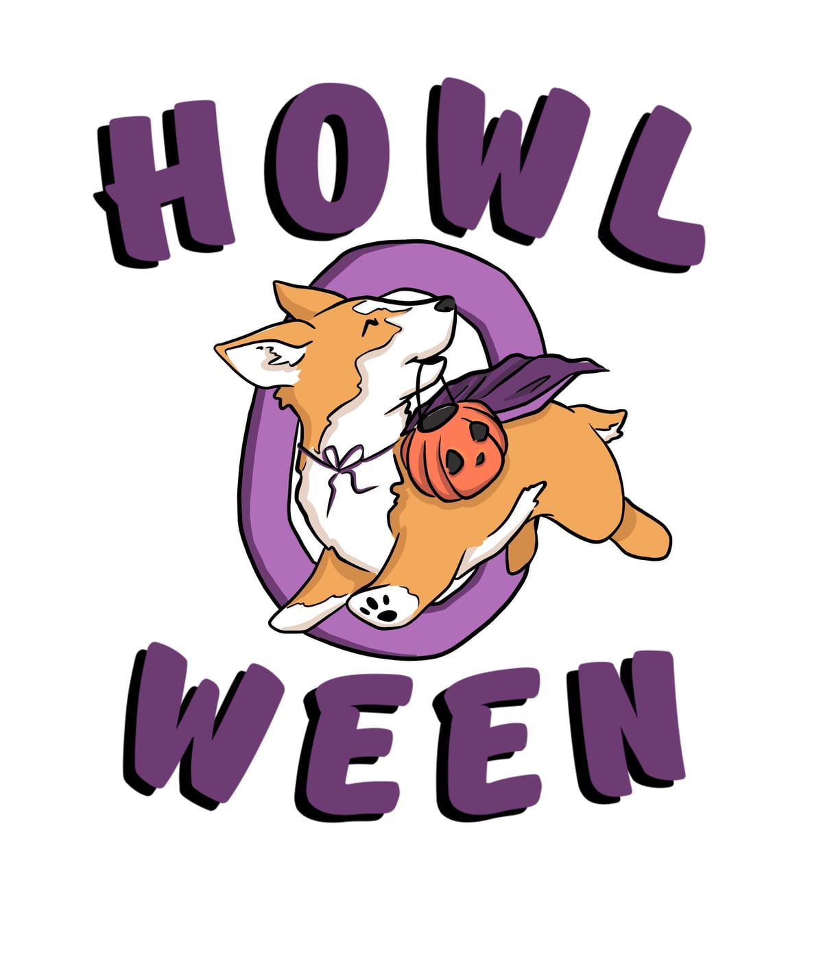 Howl O Ween artwork by Brigitte De Marco — costumed dogs in Halloween-meets-desert style