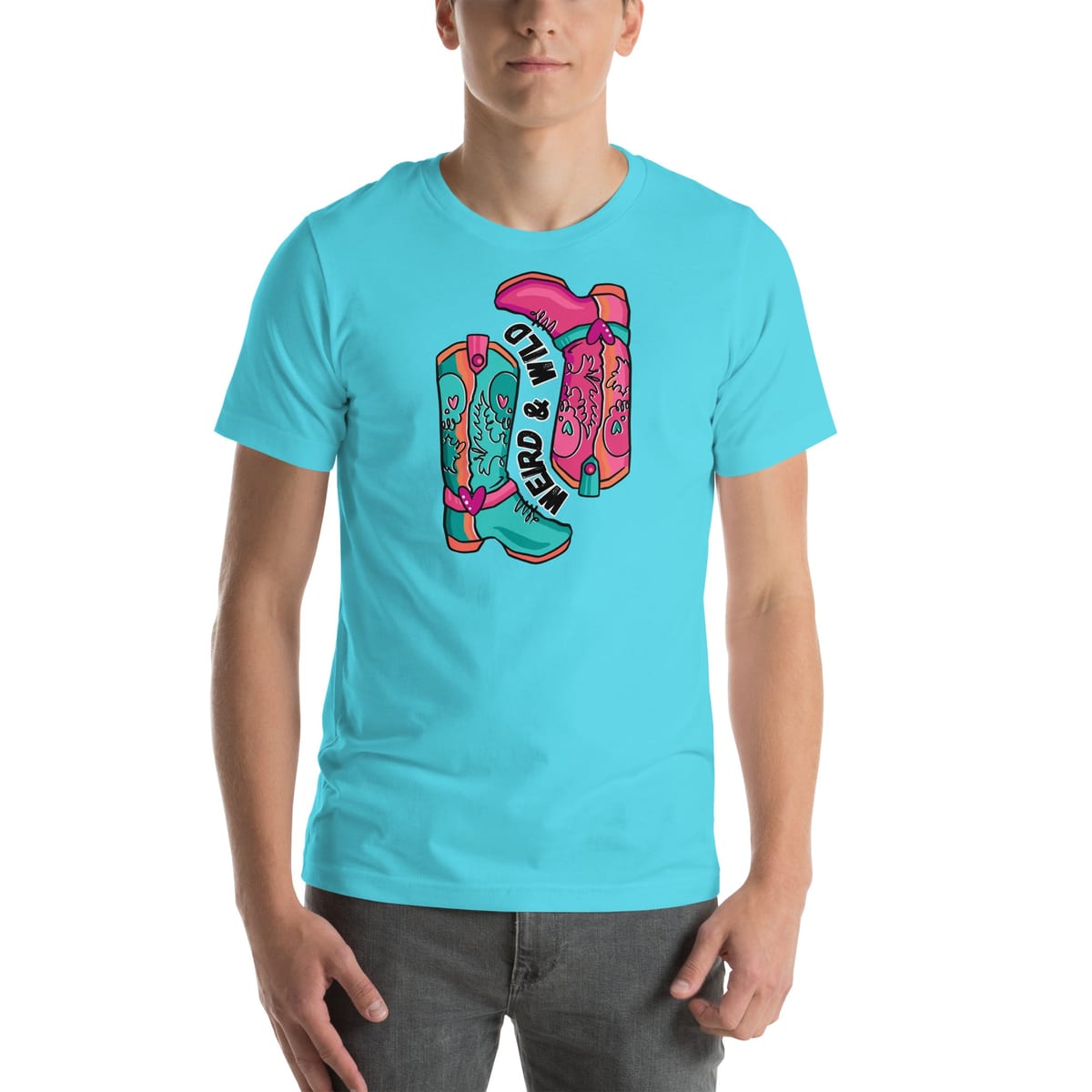 These Boots Are Made For Vibin' tee in turquoise