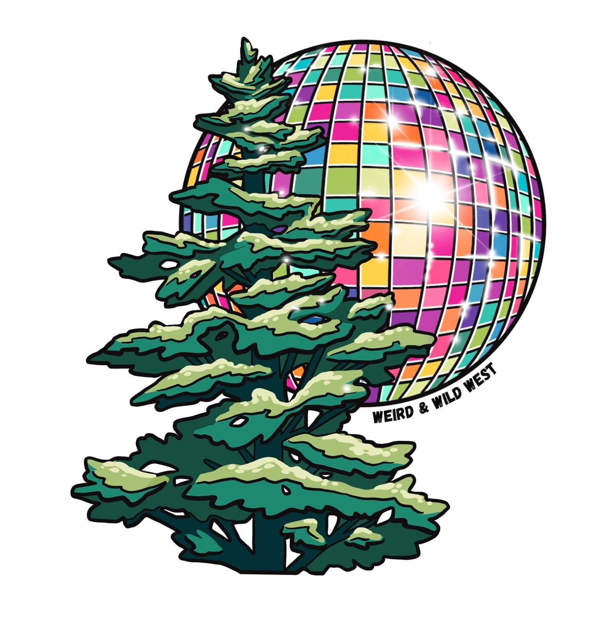 Pine Party original artwork — Flagstaff's ponderosa forest, drawn by hand